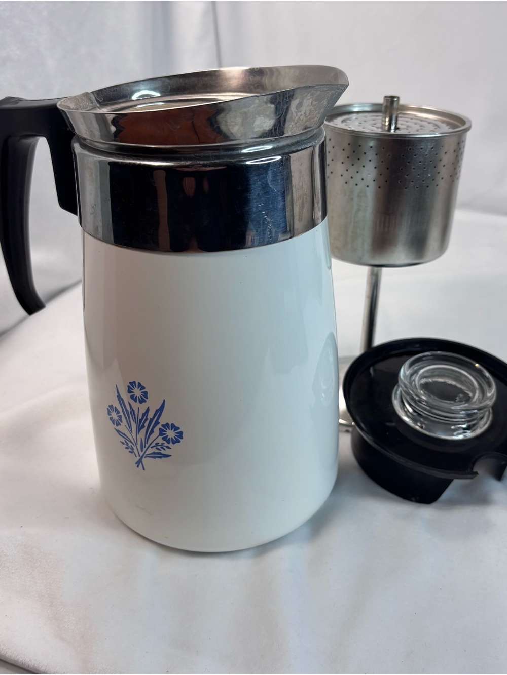 Vintage Corning Ware Blue Cornflower Stovetop Percolator 6 Cup Complete - Picture 4 of 8